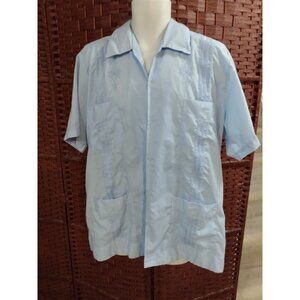 Vintage Guayaberas Button Up Shirt Size Size 44 Light Blue Pockets XXL